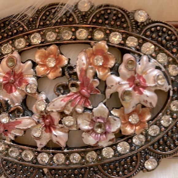 Vintage Brass & Enamel Belt Buckle - Picture 5 of 7